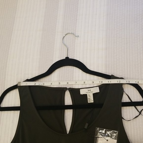 NWT H HALSTON Women's Scoop Neck Belted Jumpsuit In Deep Evergreen, size XS - Picture 6 of 13